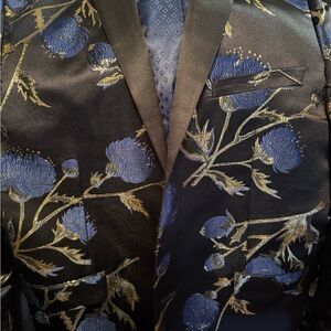 Floral Black and Blue Men's Blazer